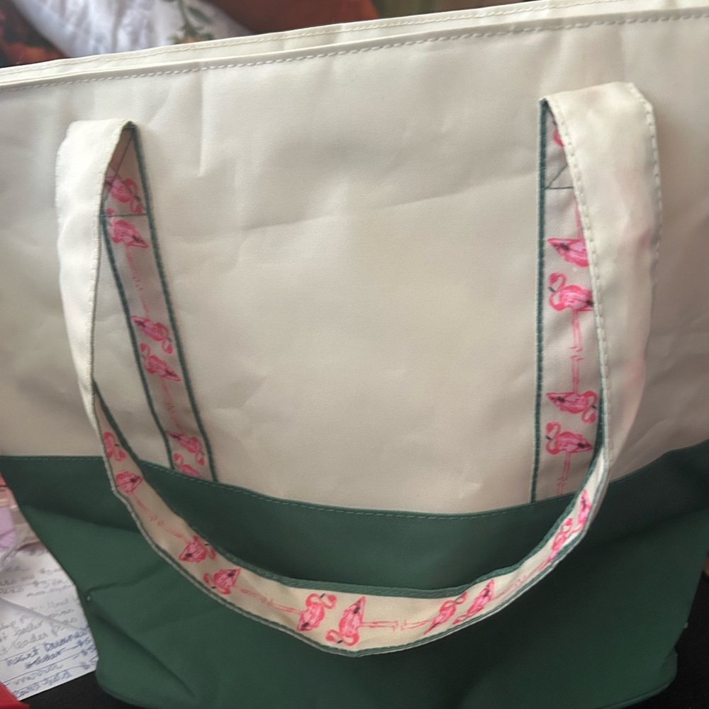 Stylish Green and White beach Bag